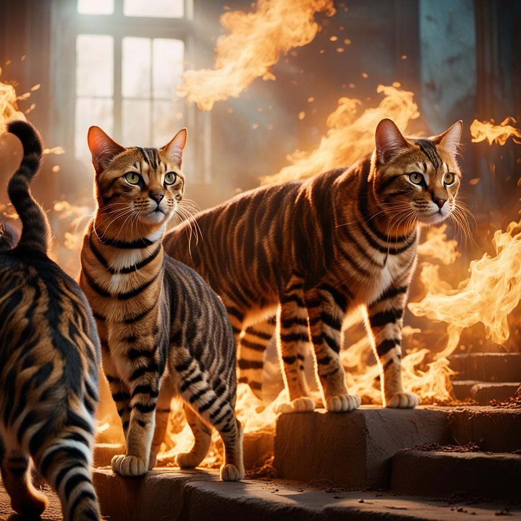 Bengal Cat Queen Defended by Fierce Kings