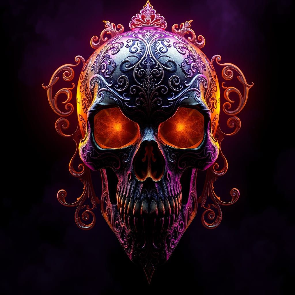 Regal Mobster Skull in Baroque Style