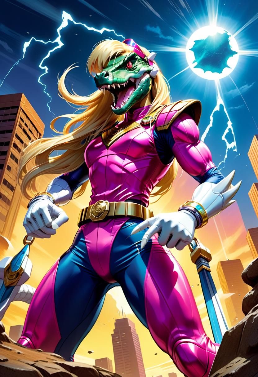 Anthro Crocodile Ranger in Comic Book Style