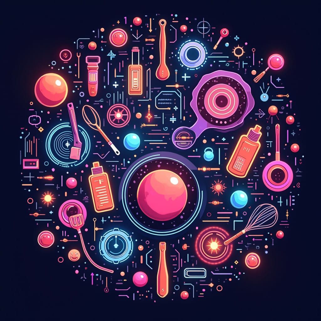 Futuristic Neon Dreamscape: Vibrant Abstract Art