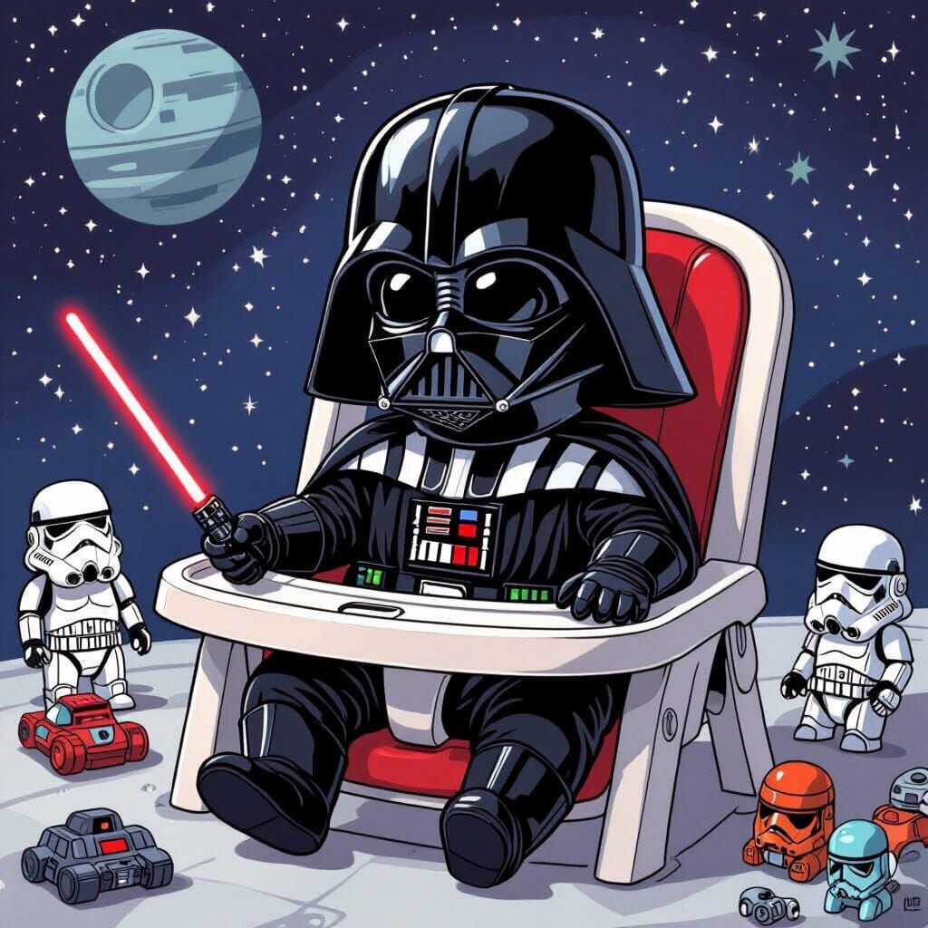 Baby Darth Vader in Galactic Nursery with Star Wars Toys