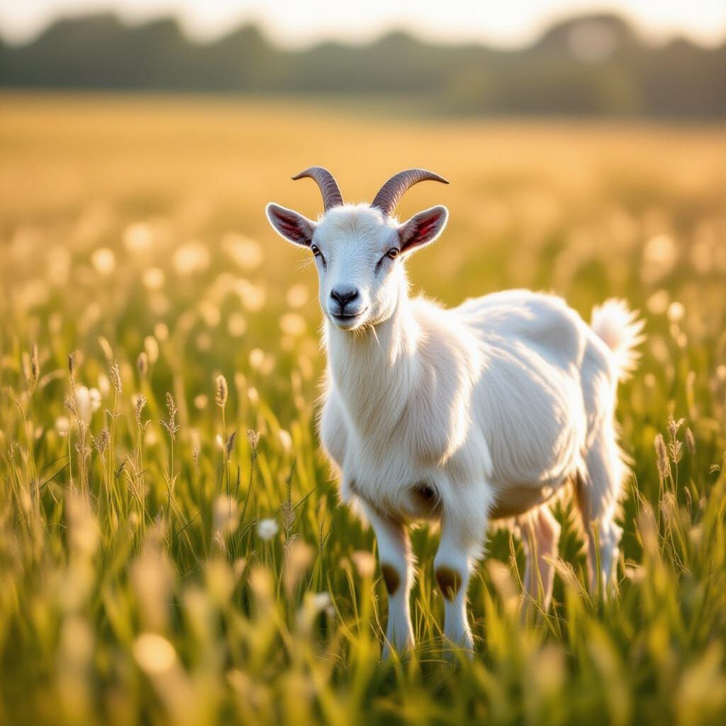 Goat in Glittering Field