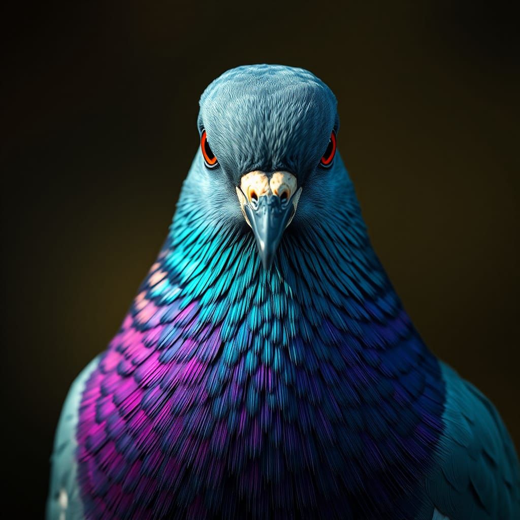 Majestic Blue Crowned Pigeon Portrait in Art Nouveau Style