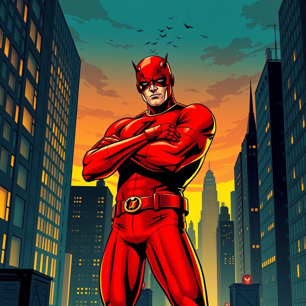 Classic Daredevil Hero in 1960s Comic Book Style