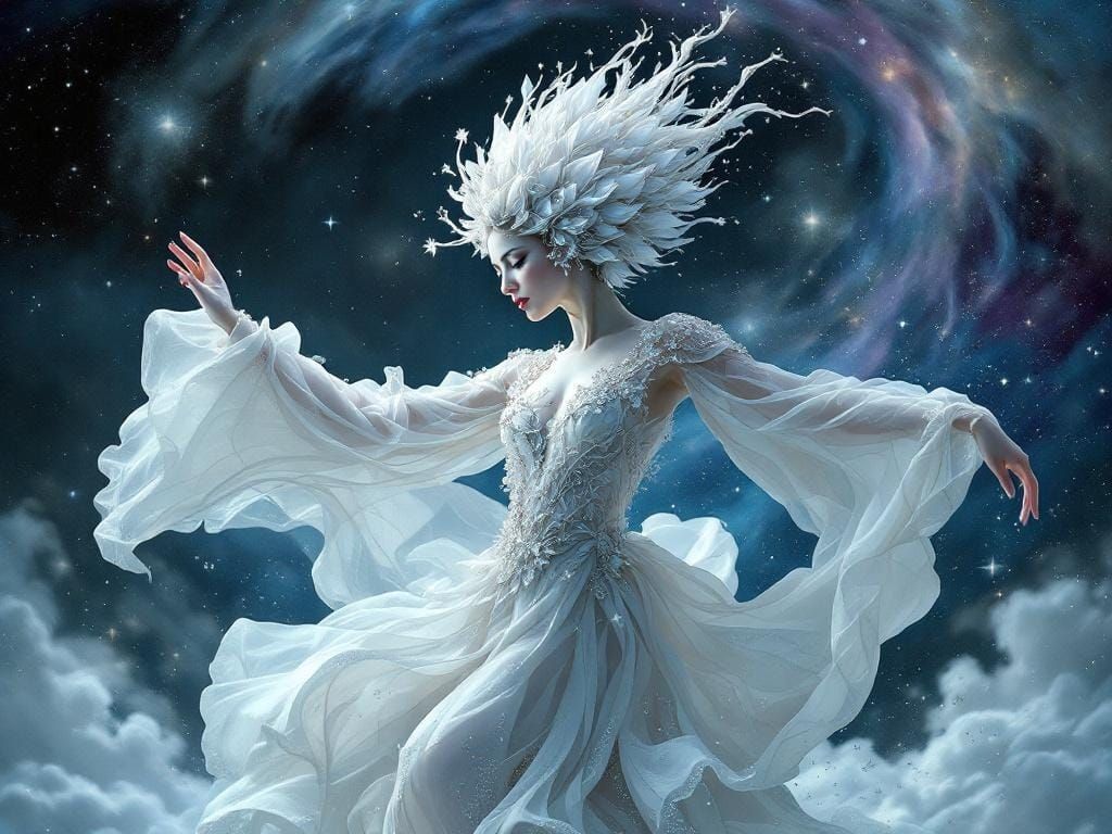Ethereal Dancer Amidst Cosmic Stardust