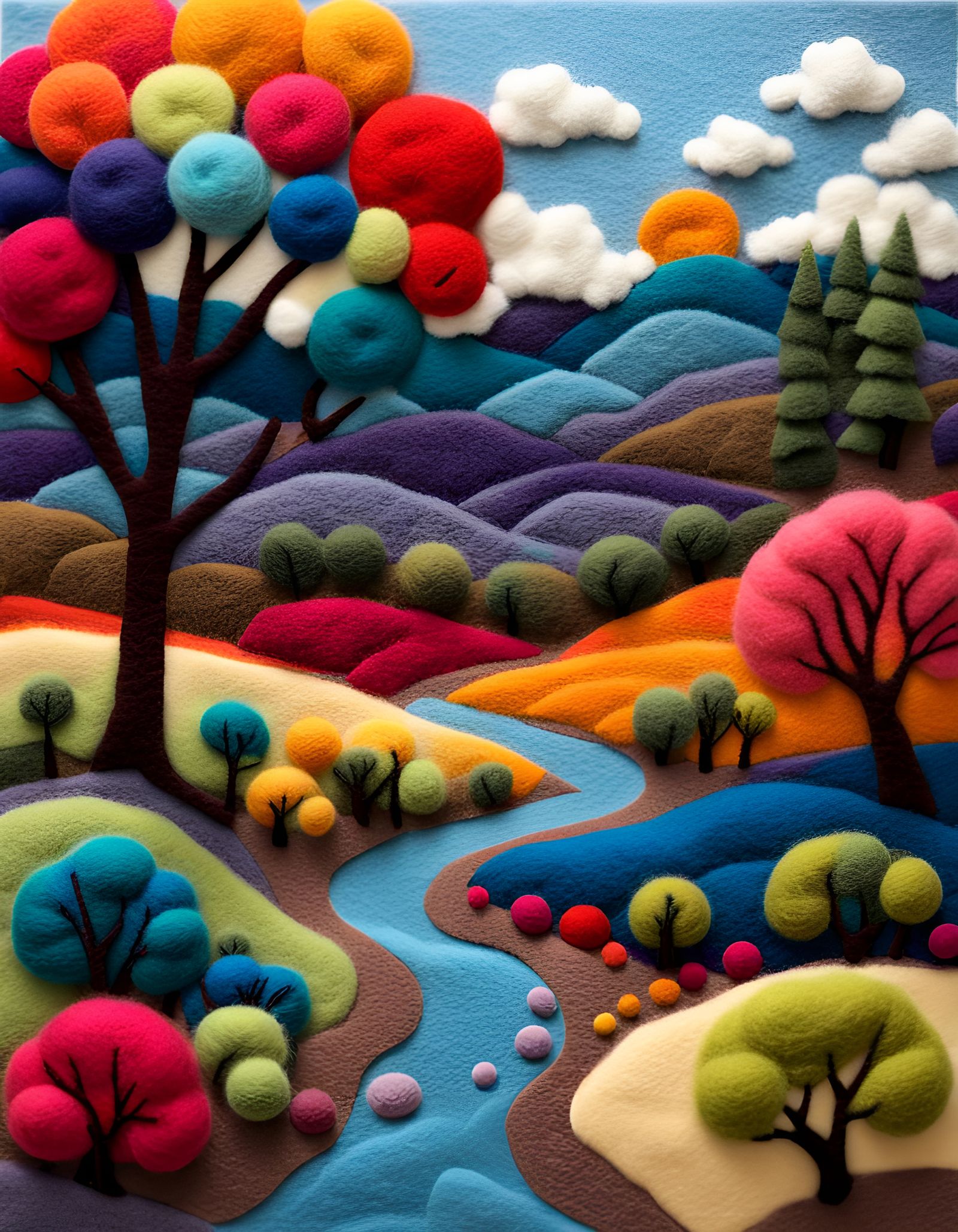 Vivid Wool Felt Landscape Art