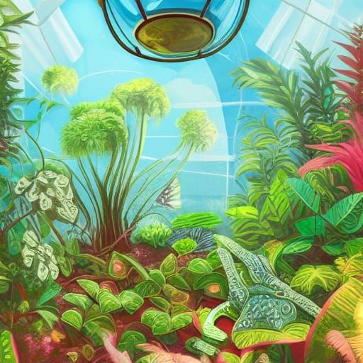 Hand-Painted Terrarium: A Digital Art Illustration