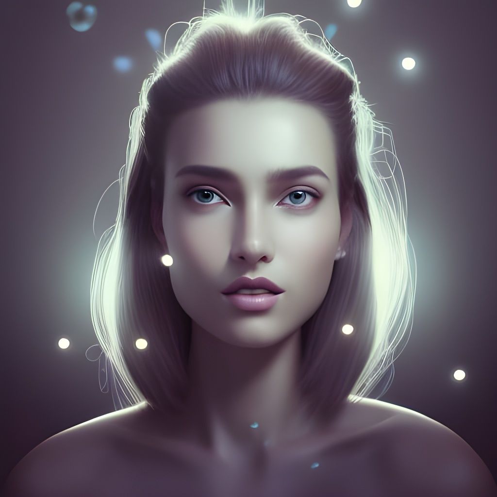 Attractive Woman Portrait with Elegant Hair in Studio Lighti...