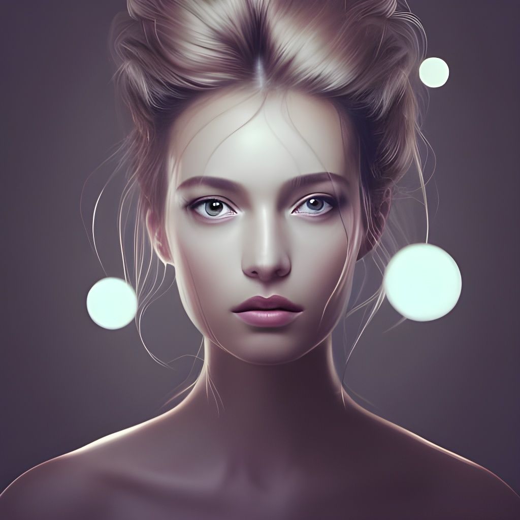 Attractive Woman Portrait with Elegant Hair in Studio Lighti...