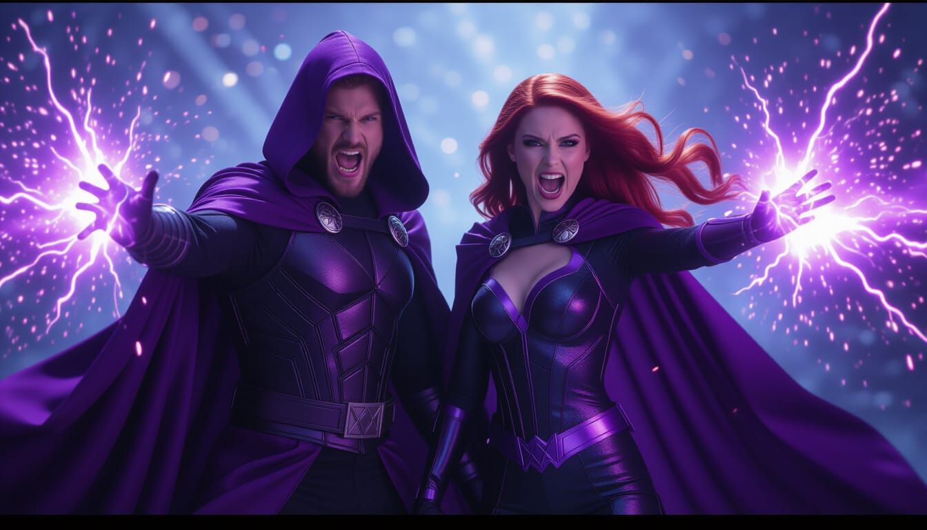 Cosmic Couple in Nebula Costumes, Angry Stance