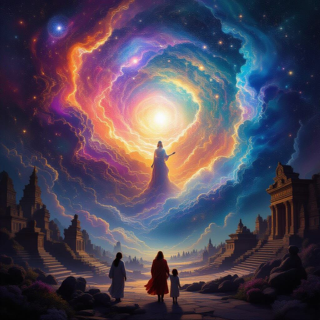 Cosmic Illustration of Humankind's Rise After Dark Ages