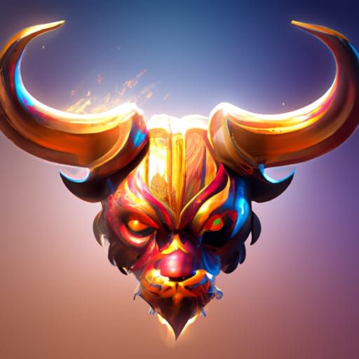 Bull Head Logo Design in Detailed Matte Painting