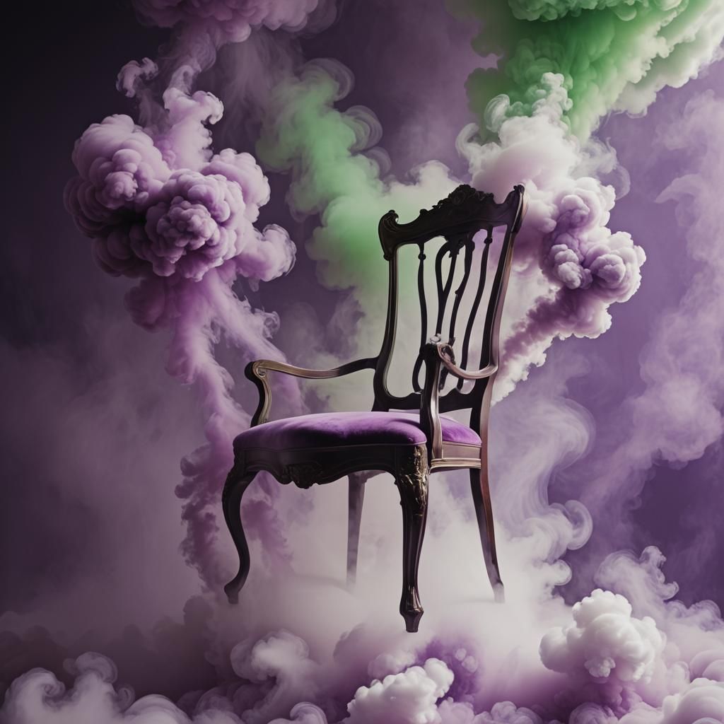 Surreal Chair Suspended in Smoky Dreamscape
