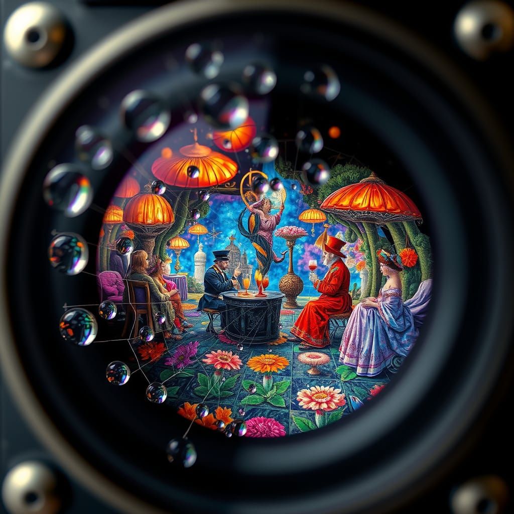 Dewdrops Reflect Surreal Utopia in Maximalist Style