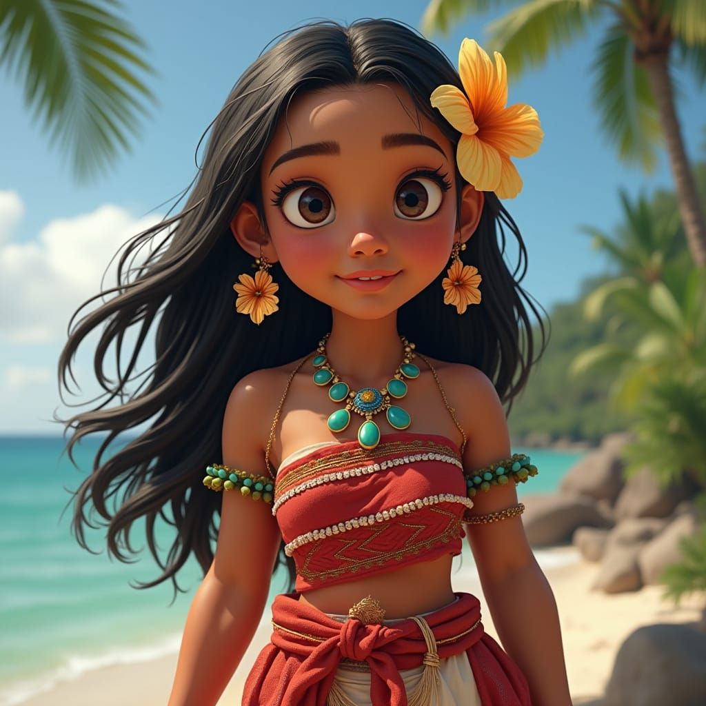 Polynesian Woman Portrait in Photorealistic Style