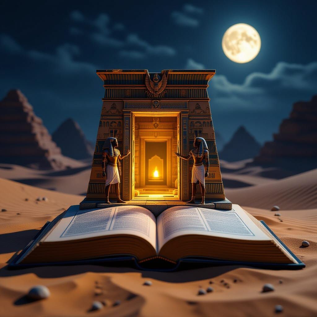 Miniature Egyptian Diorama with Portal, 3D Render