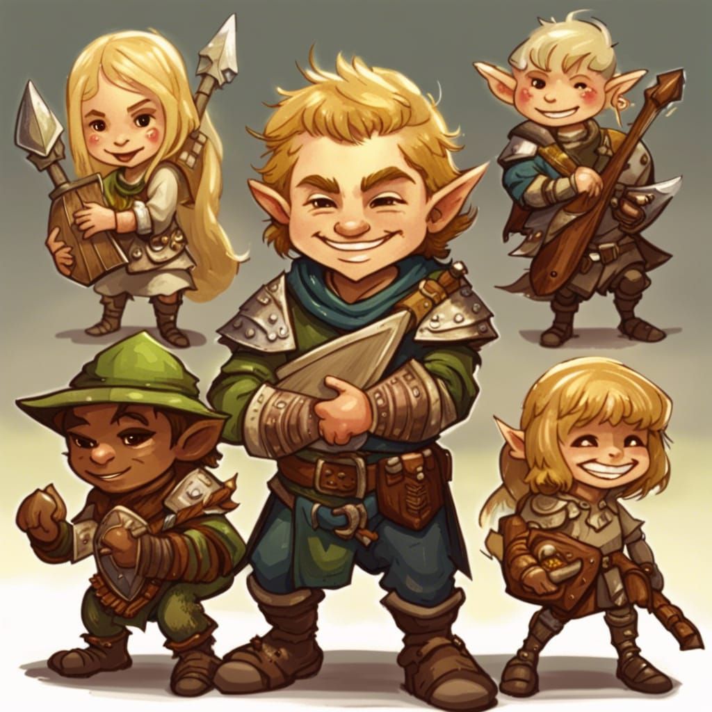 Fantasy Party of Adventurers in Artistic Drawing