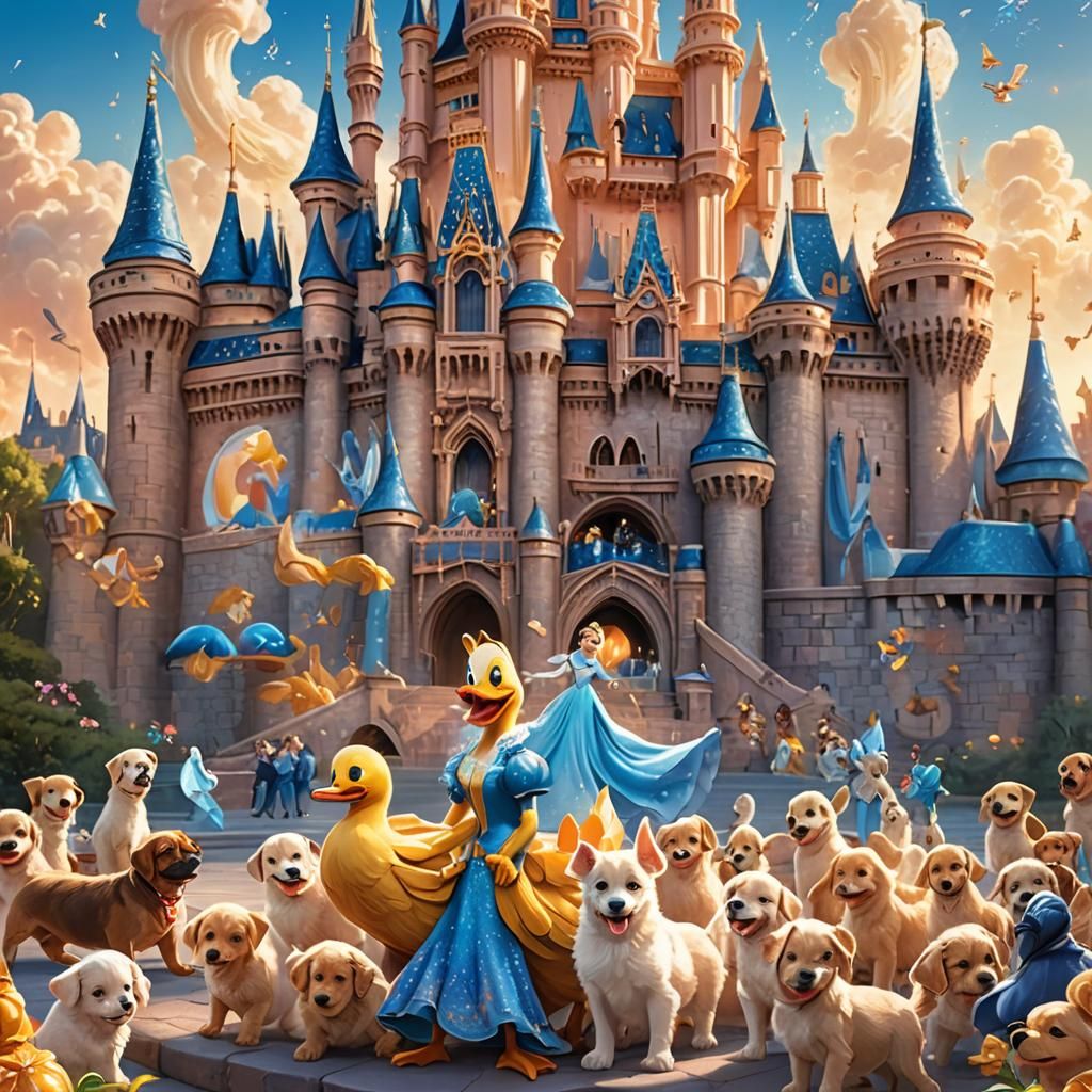 Banana Duck and Puppies at Disney World