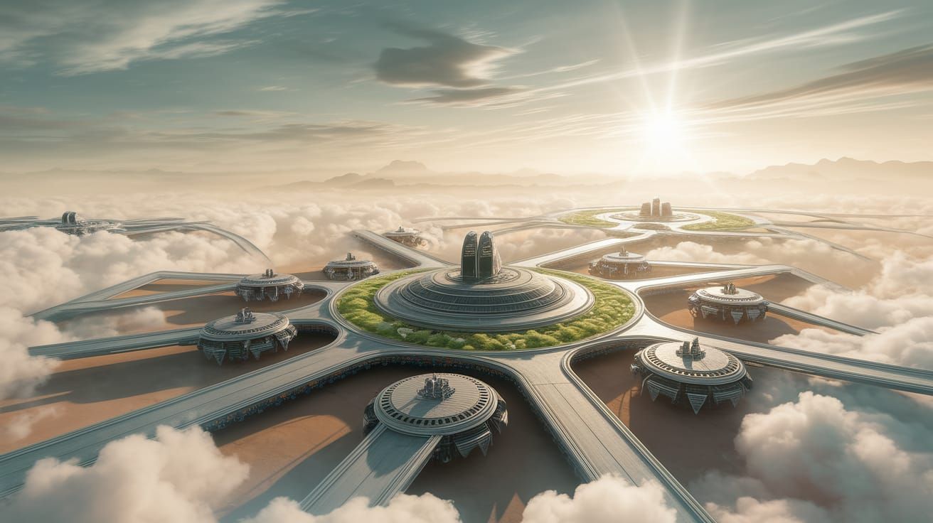 Ethereal Cityscape with Biomimetic Vertiports