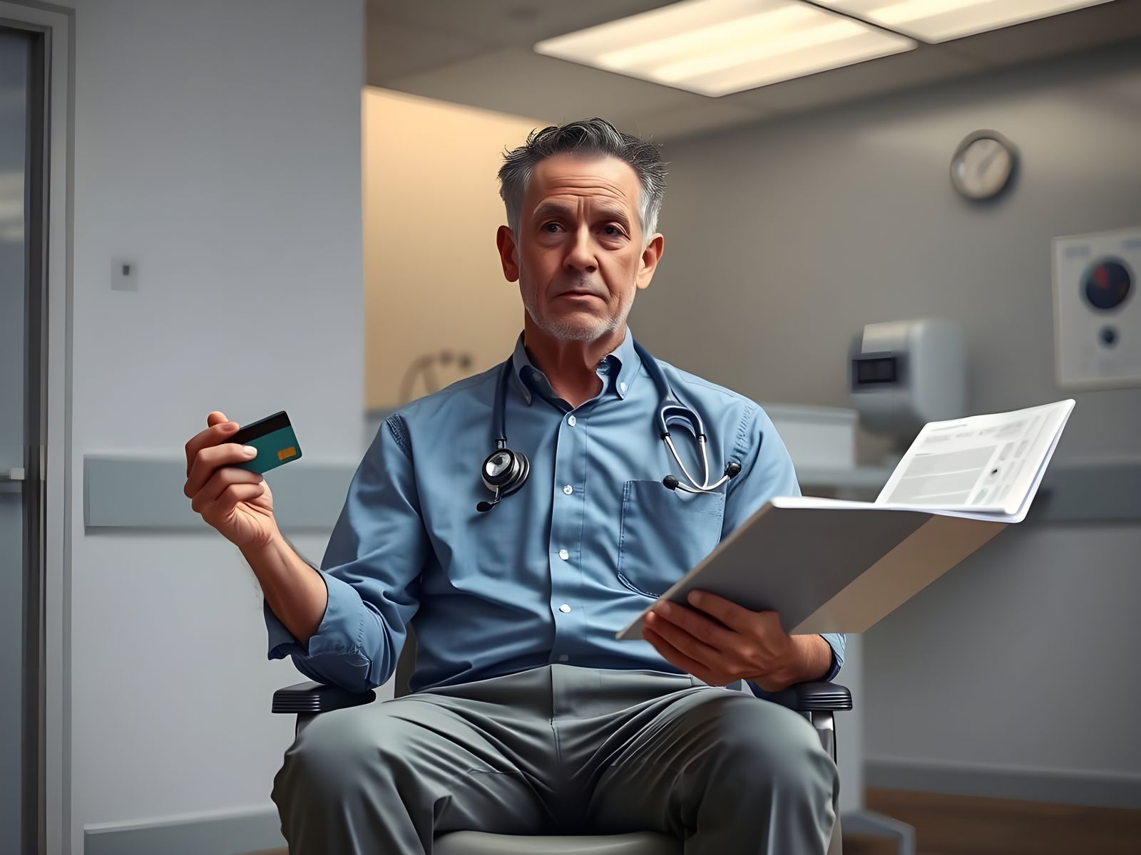 Adult Patient Examined in Medical Office with Insurance Conc...