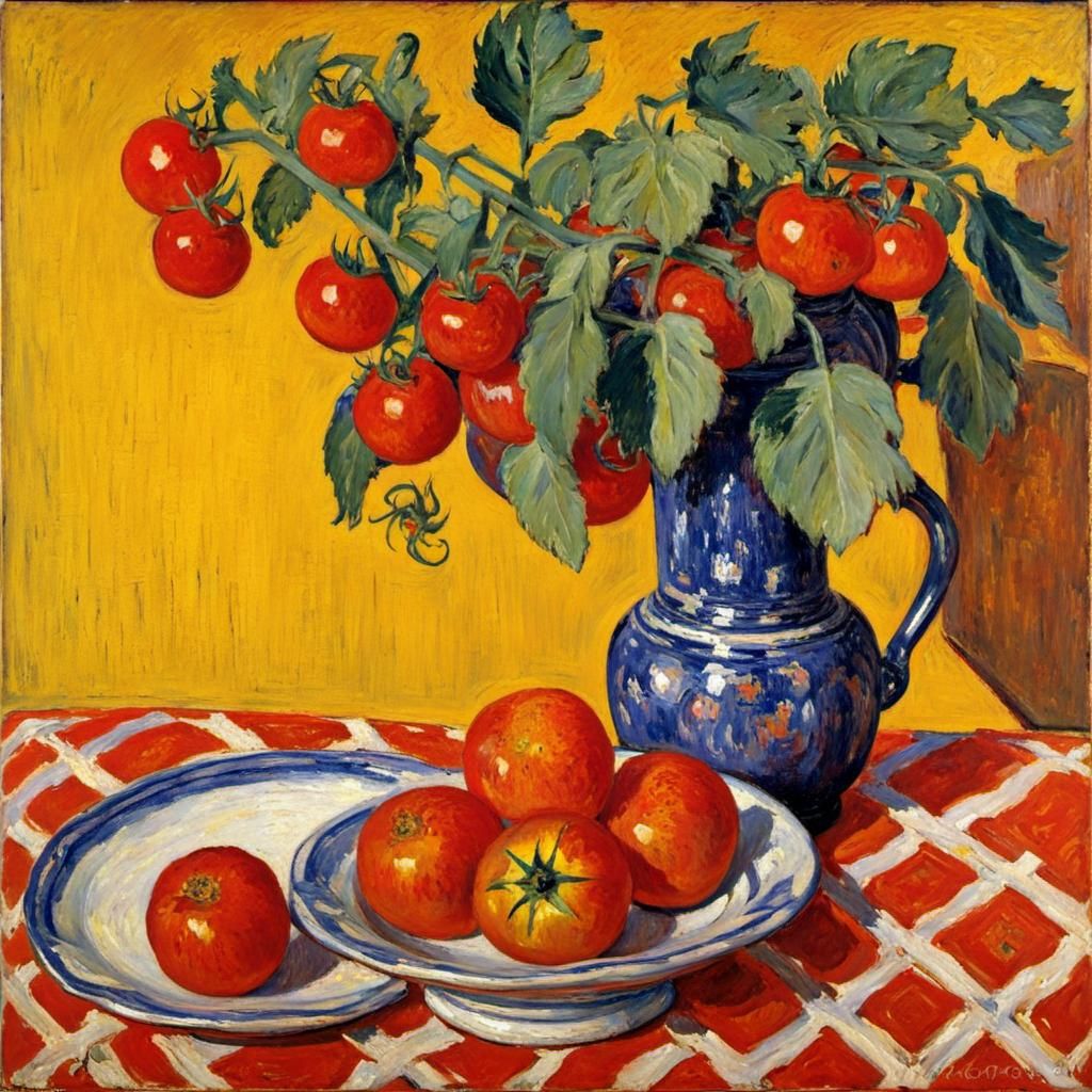 Post-Impressionistic Still Life of Tomatoes