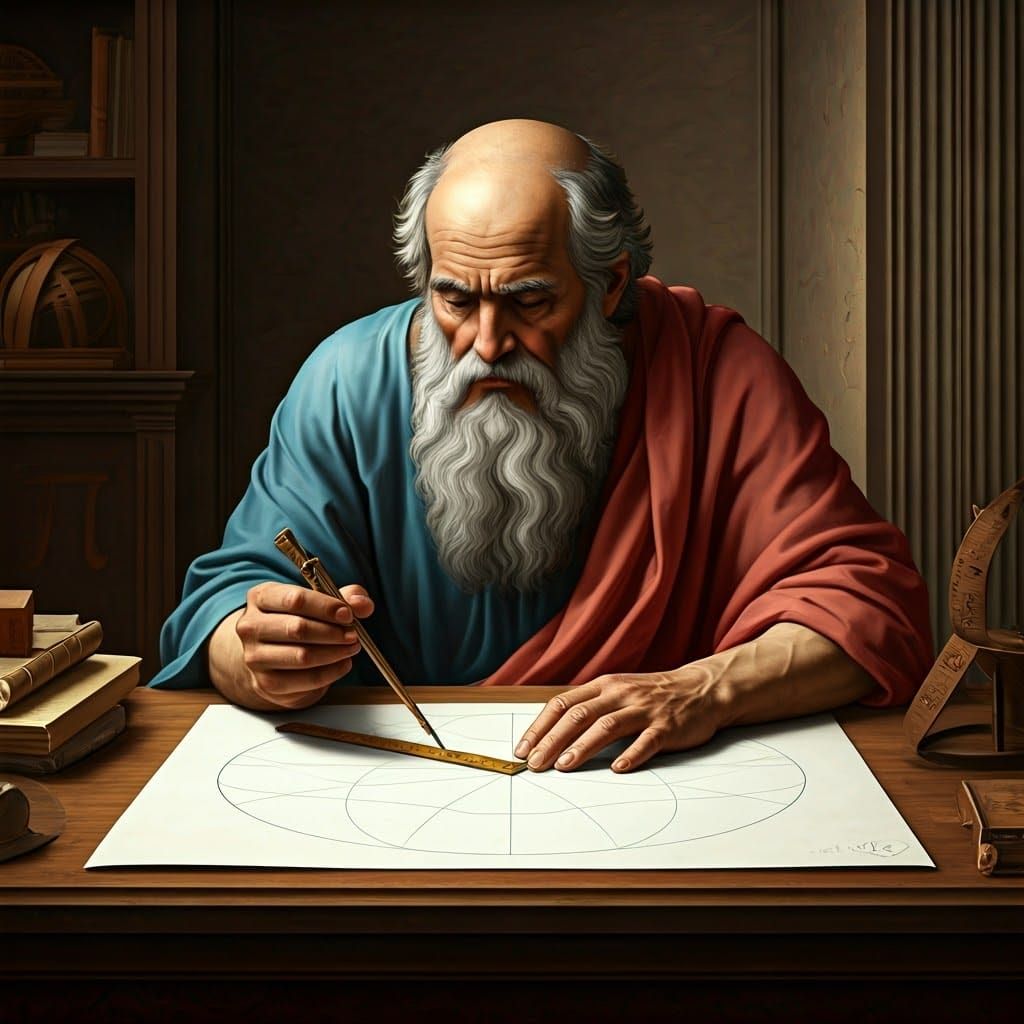 Archimedes Calculating Pi in Dutch Masters Style