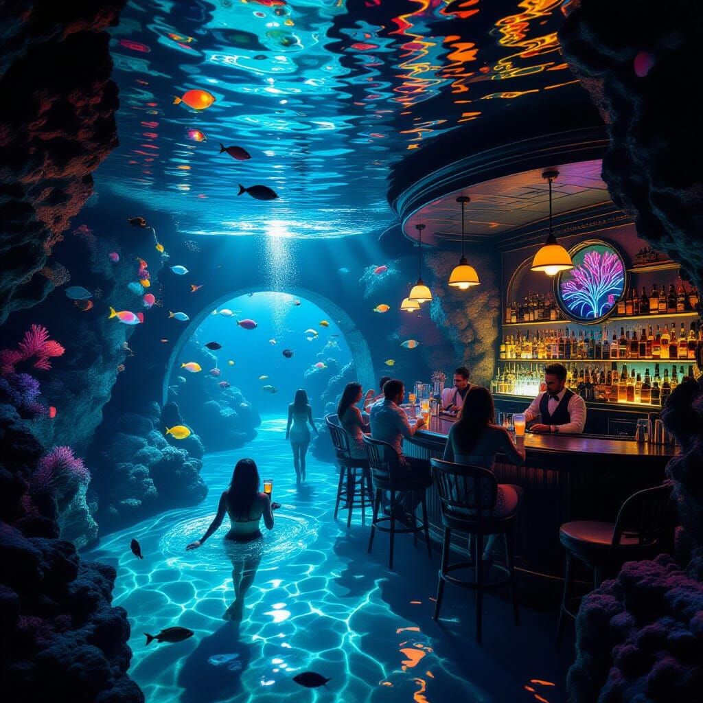 Underwater Speakeasy: Art Deco Spring Scene