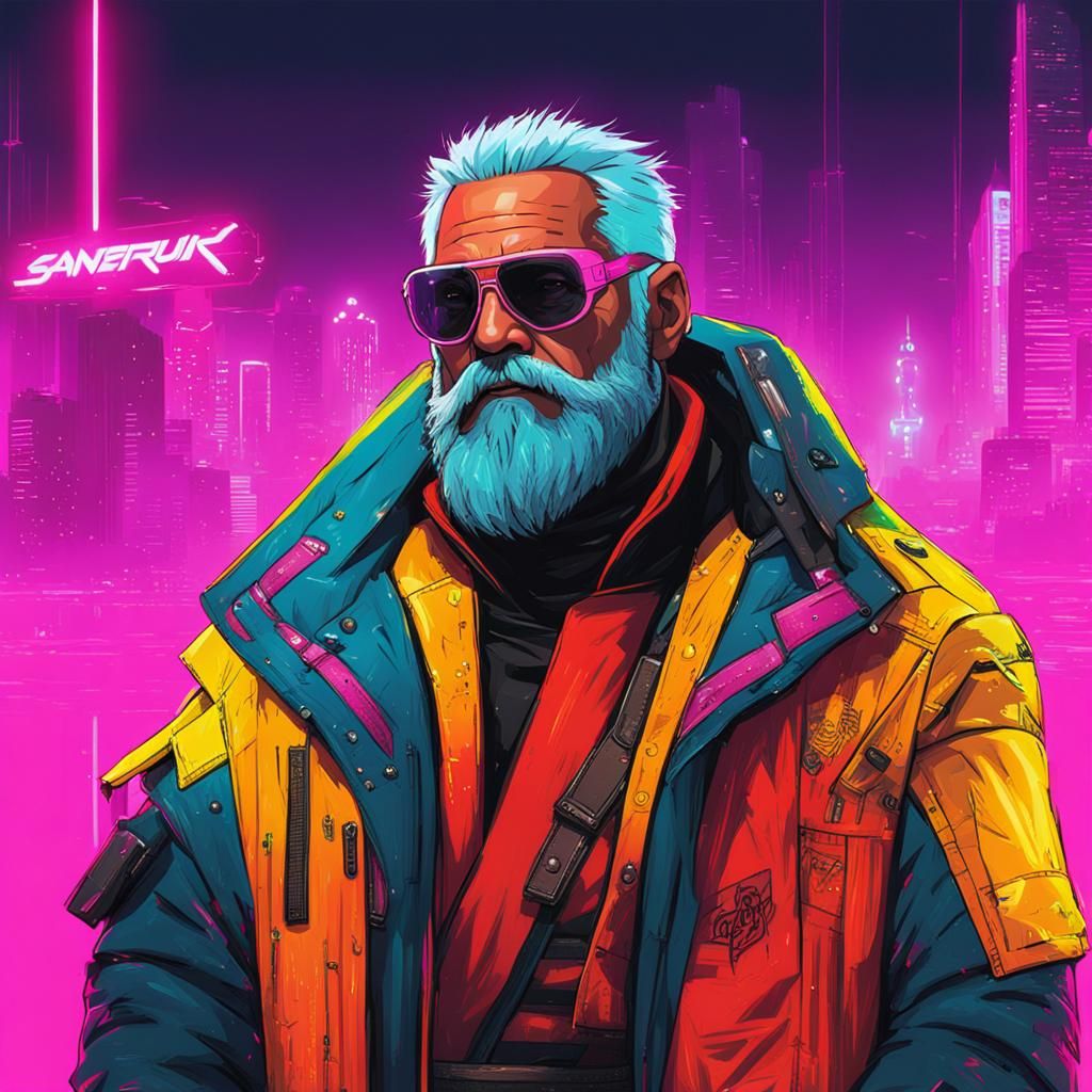 Santa in Cyberpunk 2099 Neon Style