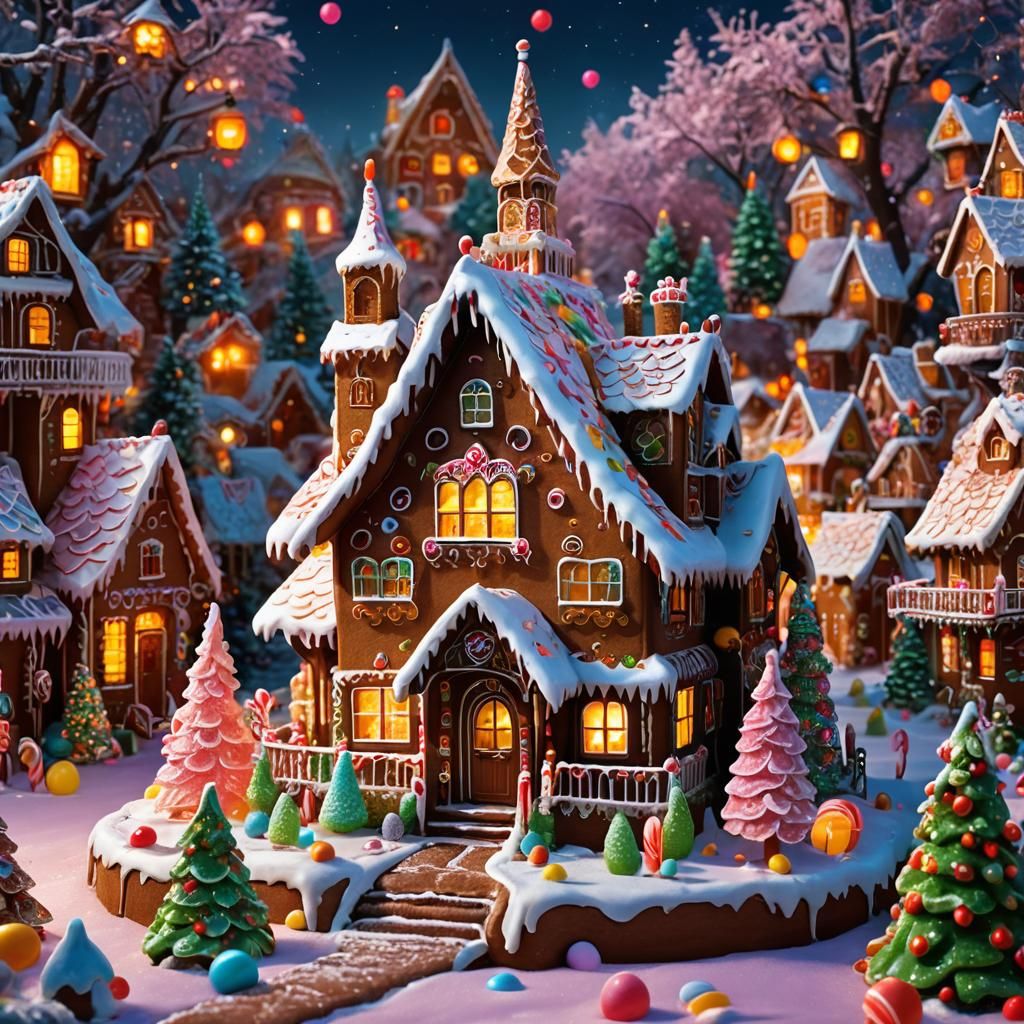 Sparkling Gingerbread House in Candy Land
