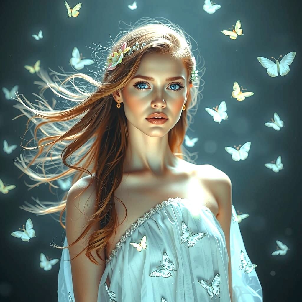 Wheatfield Beauty: Art Nouveau Starlight Gown