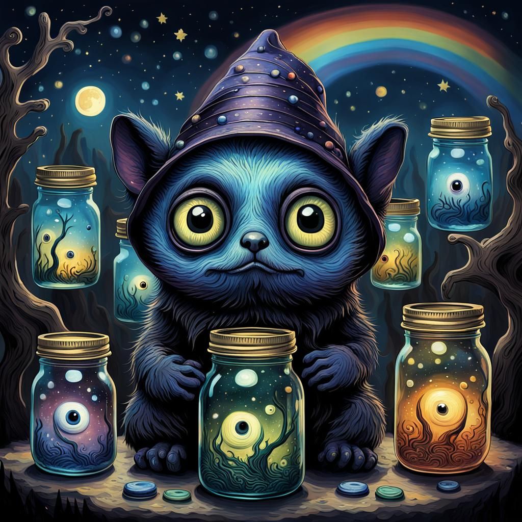Gothic Creature with Jars of Dreams