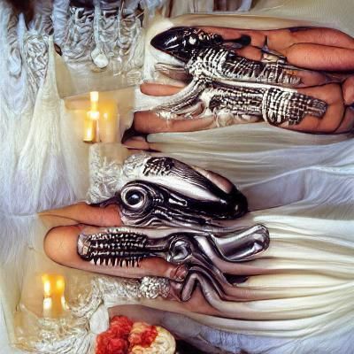 Surreal Biomechanical Wedding in Giger Style