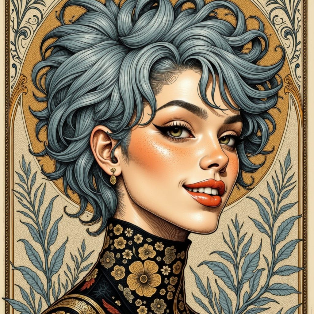 Punk Prayer with Asymmetric Haircut in Vibrant Colors