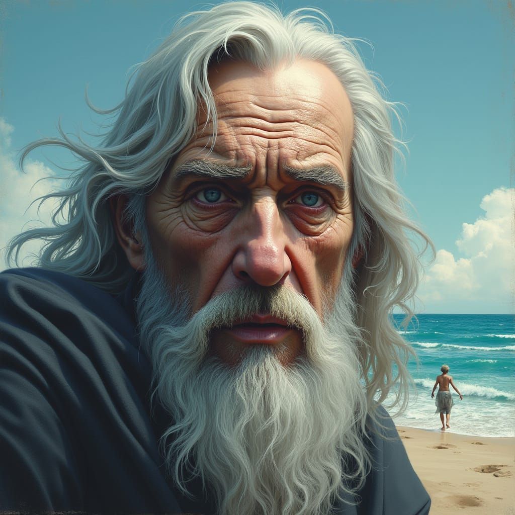 Contrasting Old Man Portrait in a Dramatic Style