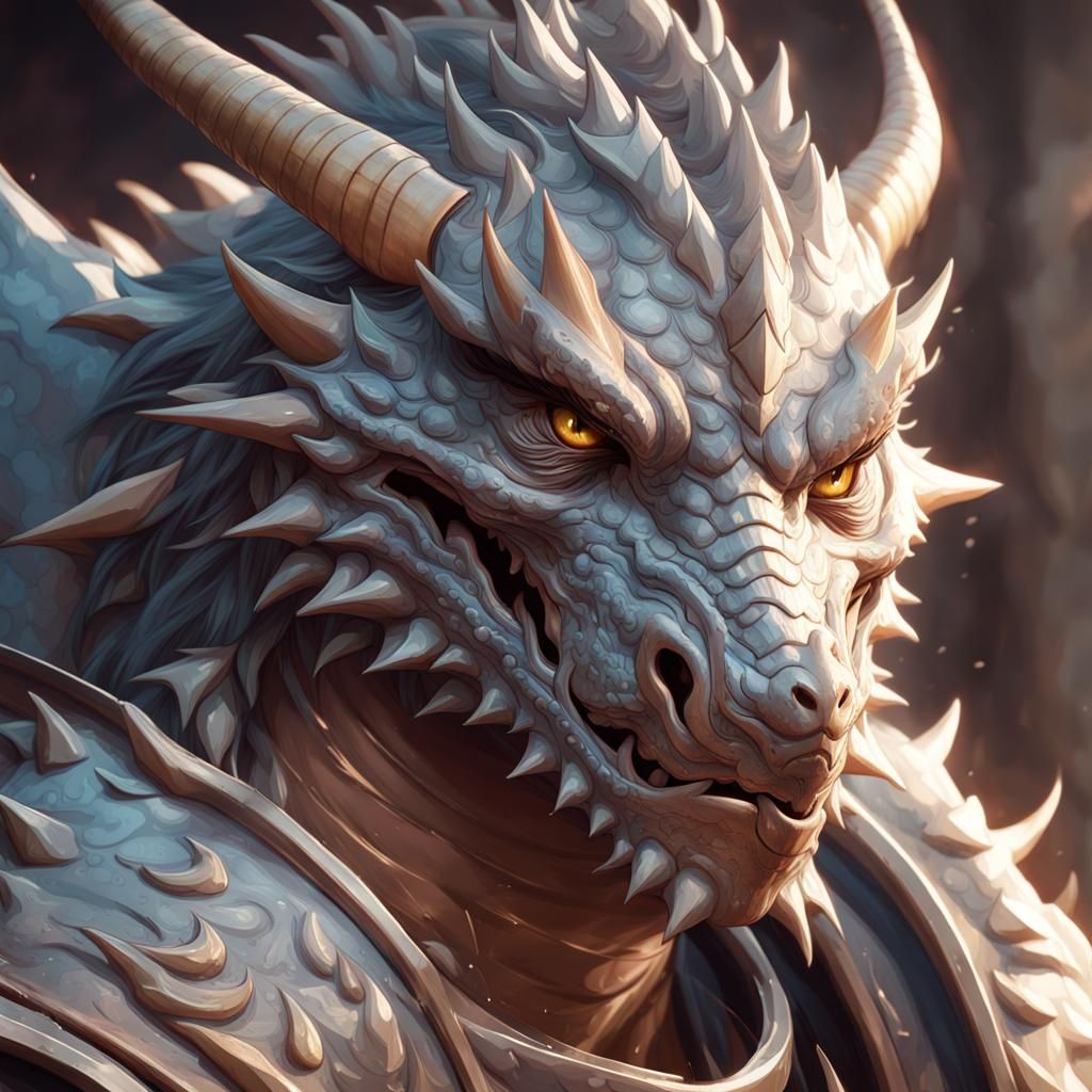 Dragon Warrior Portrait in Hyperdetailed Digital Art