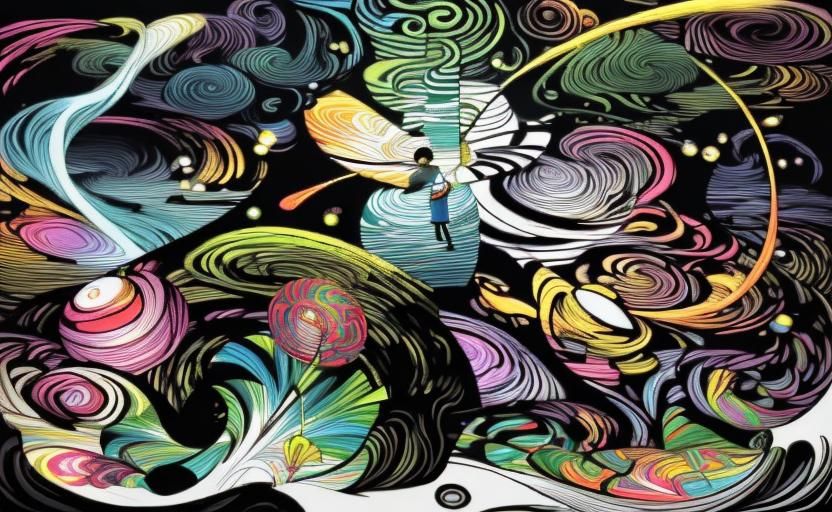 Surreal Garden Landscape in Japanese Pop Art Style