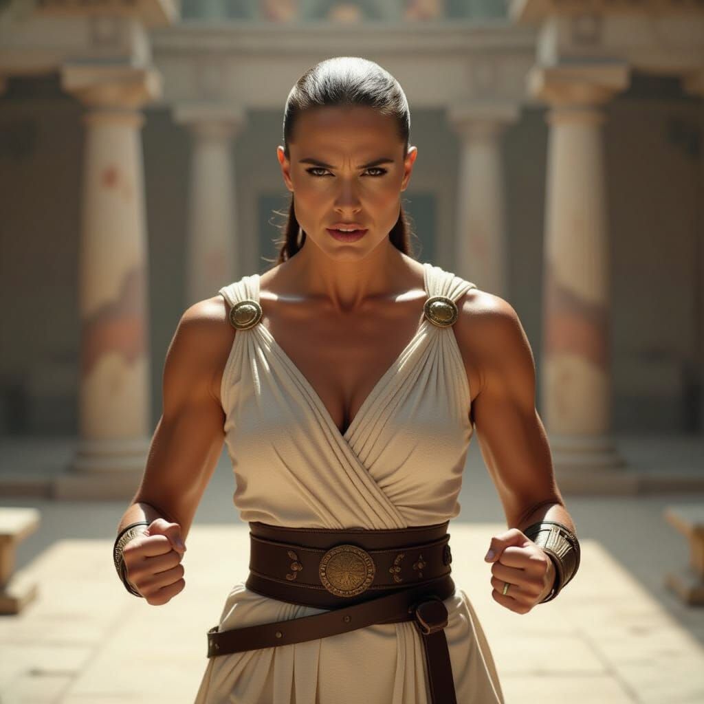 Powerful Bald Woman in Dramatic Cinematic Scene