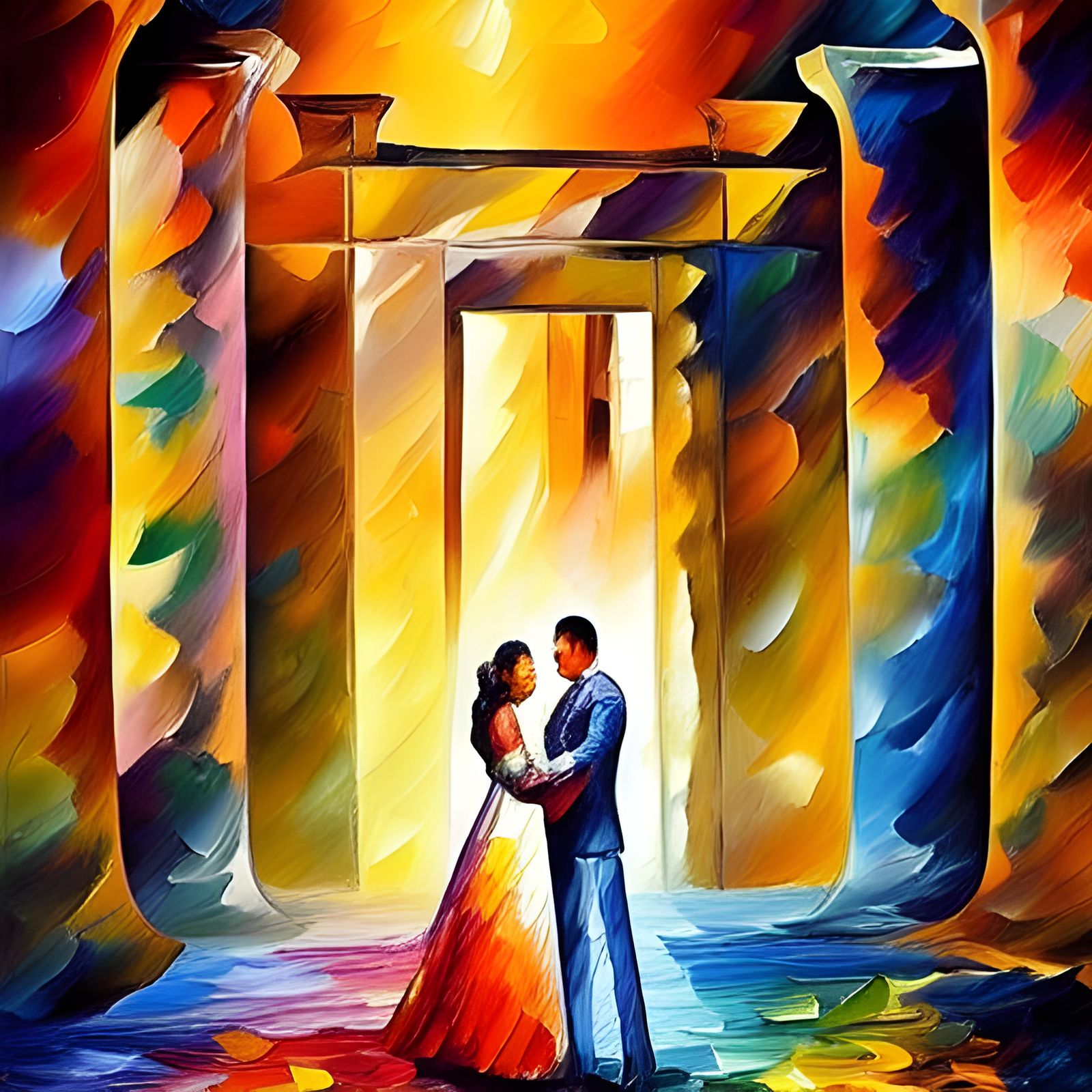 Petra Marriage Ceremony in Impasto Oil Painting