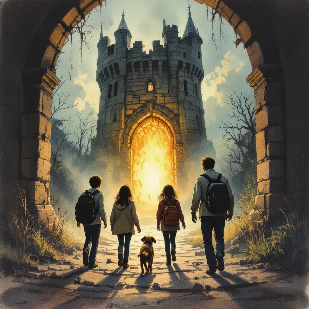 Portal Discovery in Dark Tower, Oil Painting Style