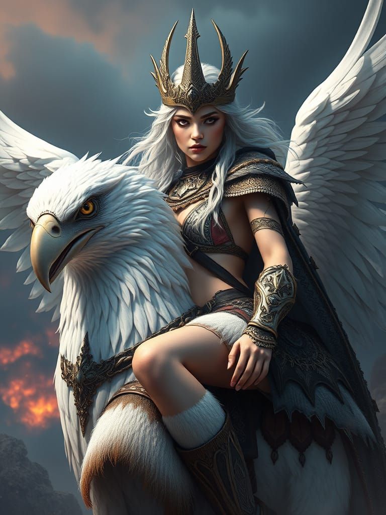 Ethereal Warrior Queen on Majestic White Eagle