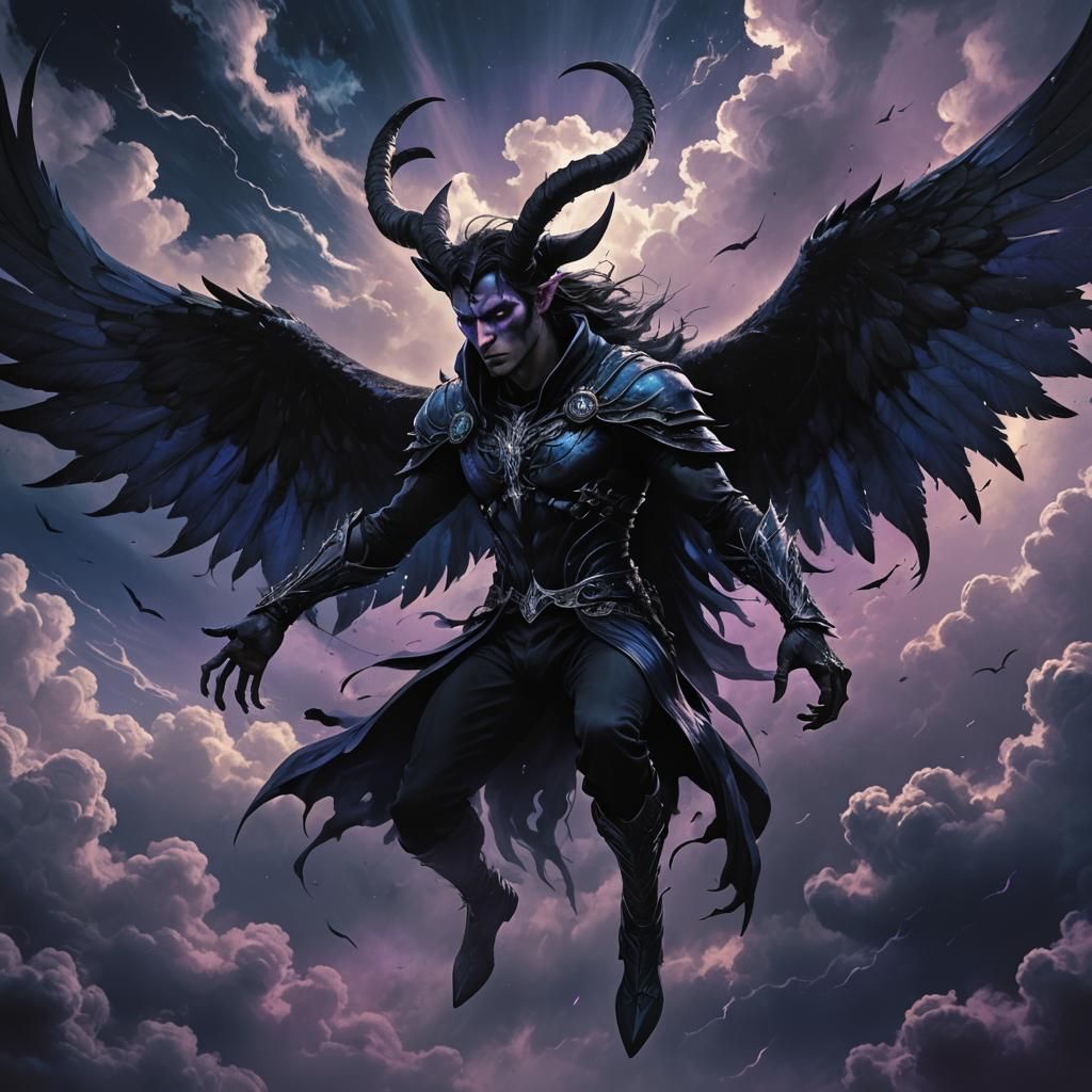 Dark Fantasy Angel Falling: Unreal Engine 5 Concept Art