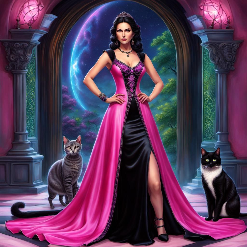 Woman in Pink Dress: Collectible Card Art
