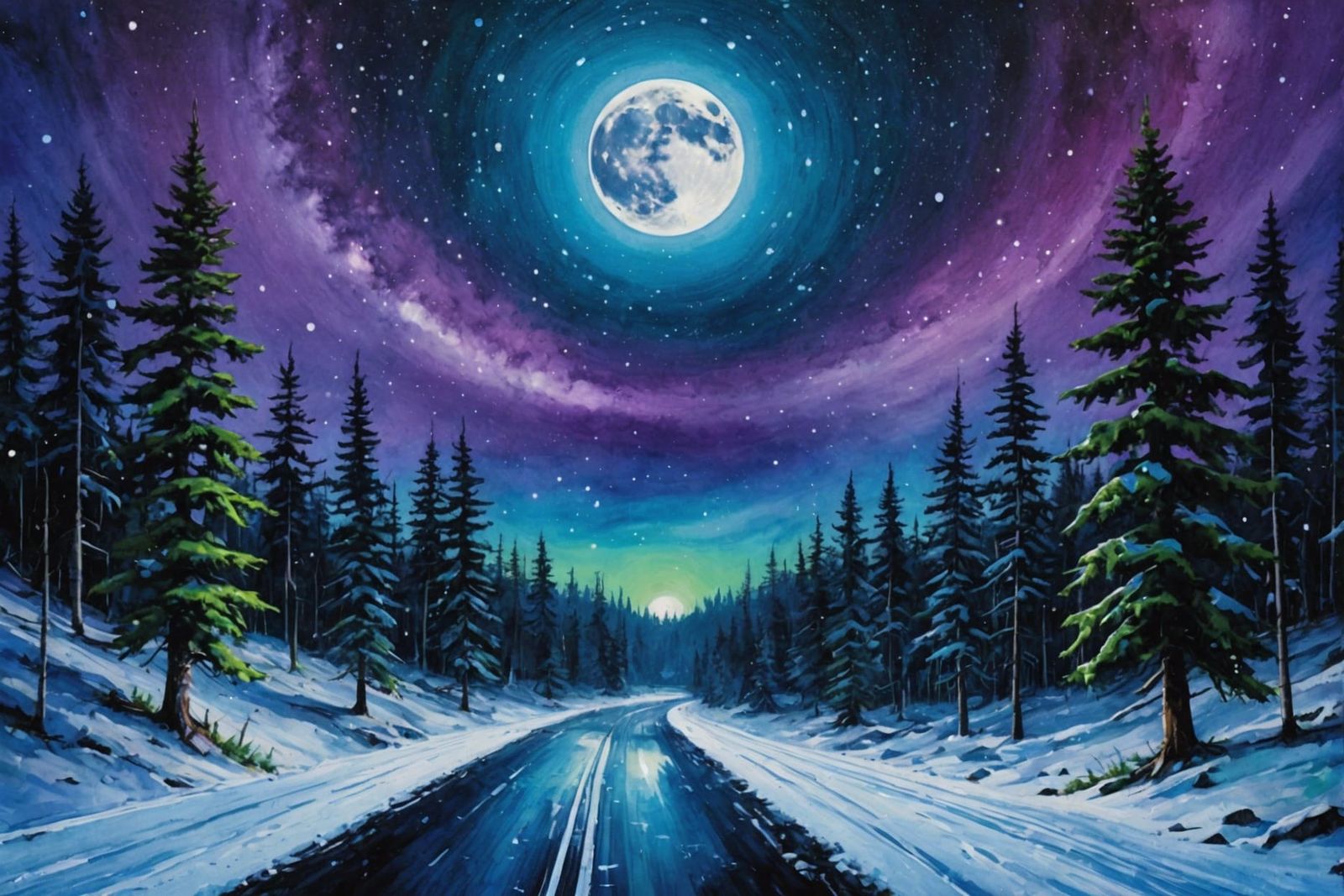 Blue Moon Blizzard: A Detailed Digital Painting