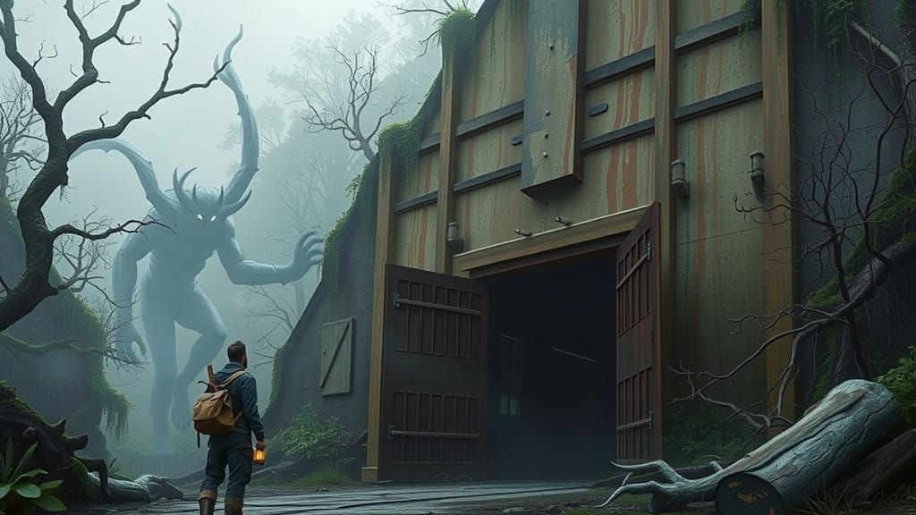 Brave Adventurer Faces Fearsome Forest Monster