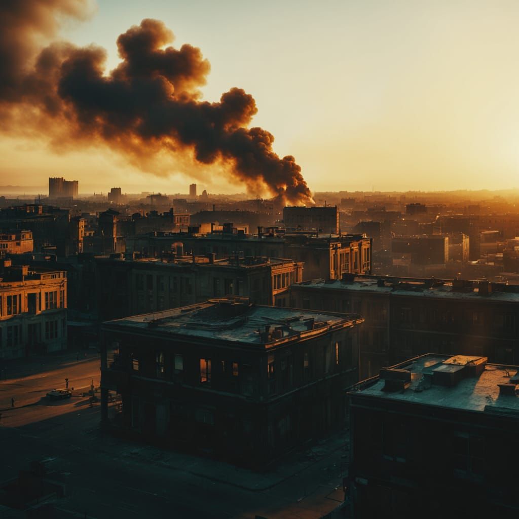 Burning Skyline in Film Noir Style