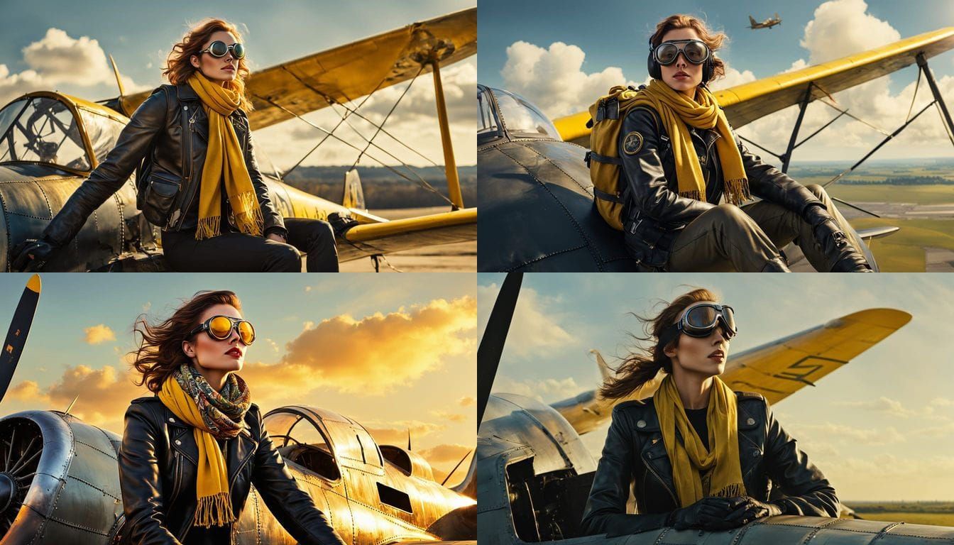 Vintage Warbird Pilot in Wartime Scenery
