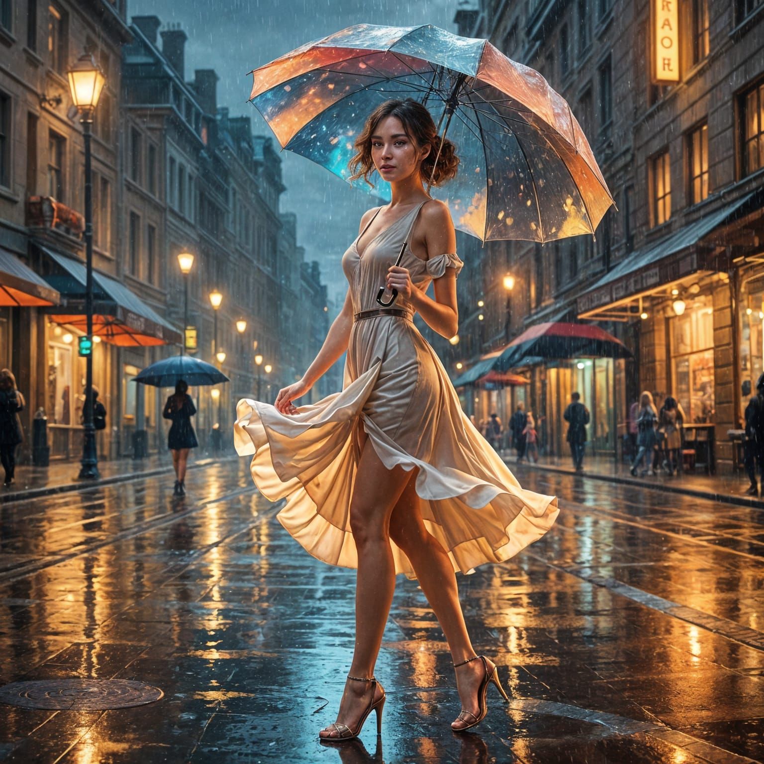 Young Lady in the Rain