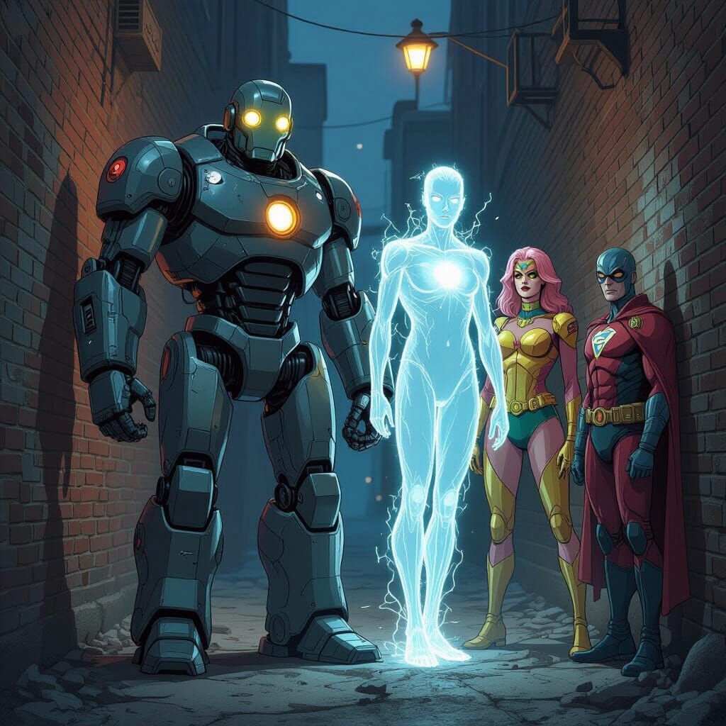 The Doom Patrol United in a Dark Alley