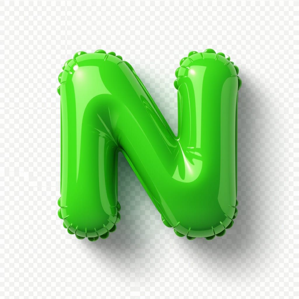 Glossy Green Inflated Letter N