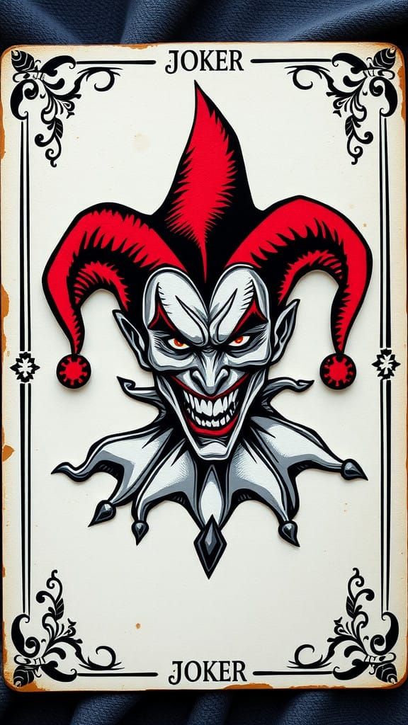Mysterious Joker in Gothic Card Design